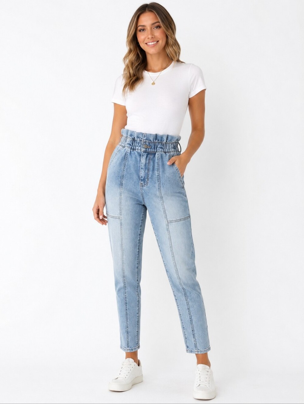 Willow + Root The Paperbag Jeans Women's 26 Light Wash High Rise Tapered